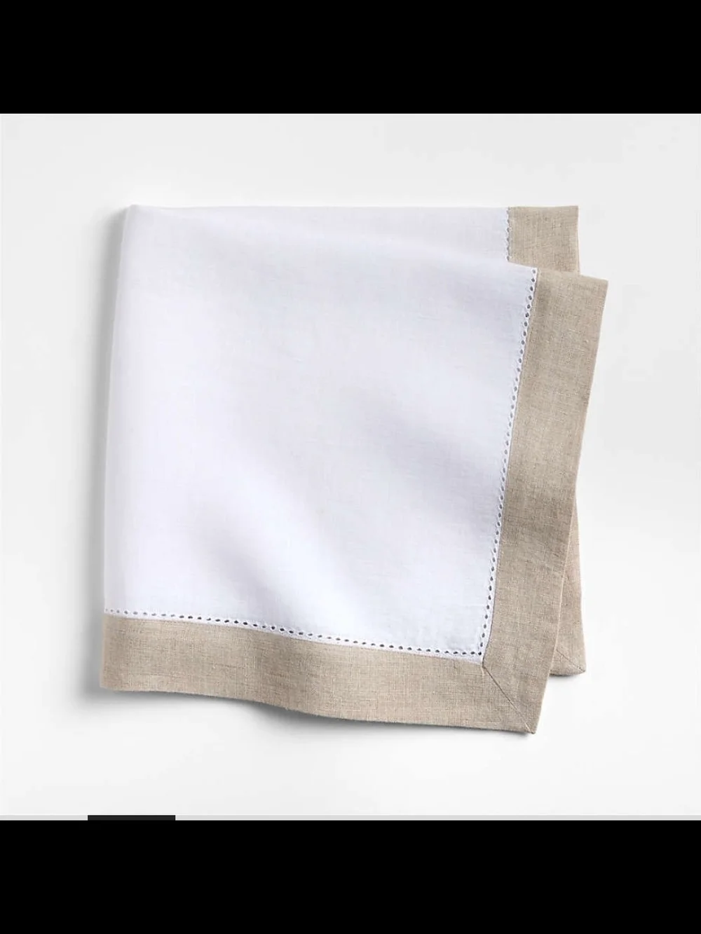 Crate & Barrel Marin Natural and Cream Certified Linen Napkins Set Of 8